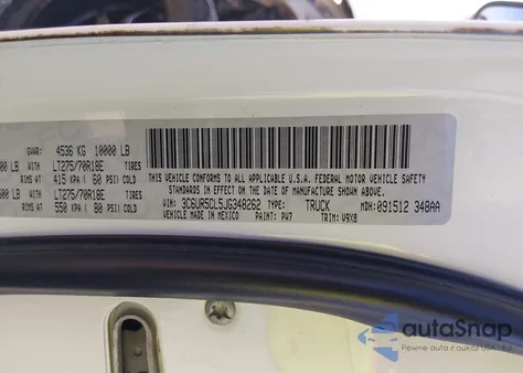 2018 Ram 2500 Tradesman 4X4 6'4 Box z USA, uszkodzony, nr VIN 3C6UR5CL5JG348262